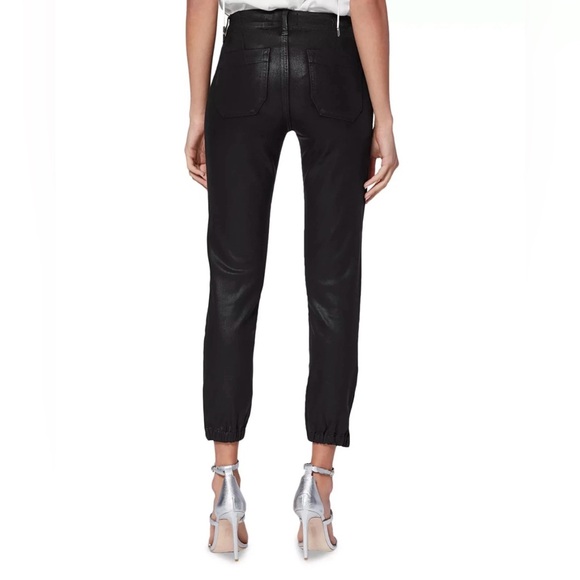 Paige Mayslie Cropped Coated Jogger Pants - Black - Size 27 - Picture 6 of 7
